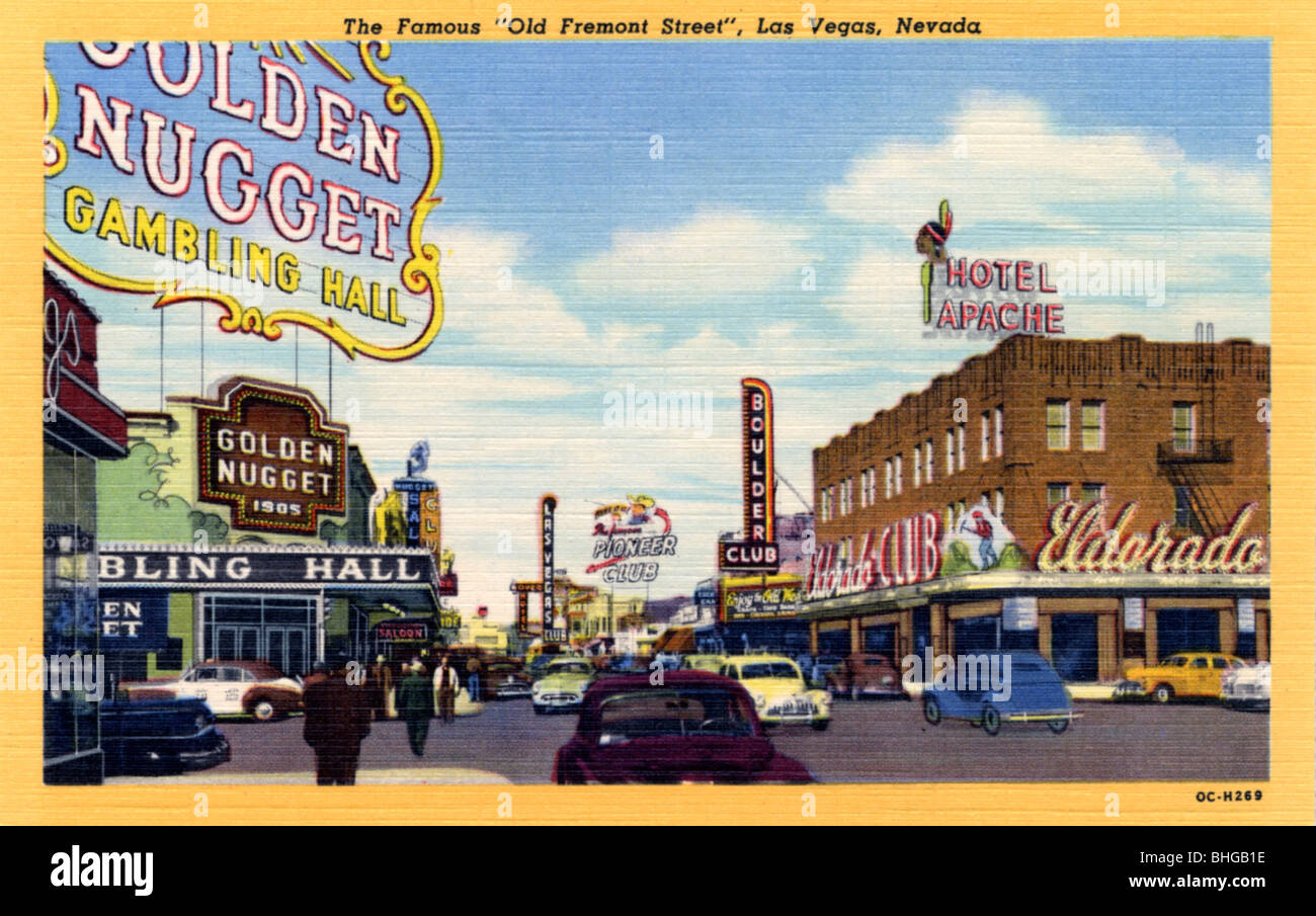 La famosa parte antigua de Fremont Street, Las Vegas, Nevada", postal, de  1950. Artista: Desconocido Fotografía de stock - Alamy