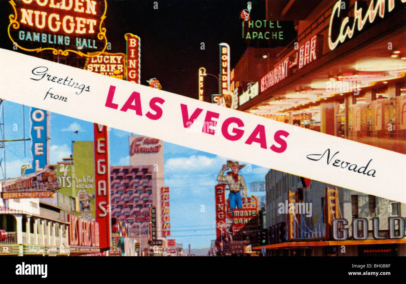 Saludos desde Las Vegas, Nevada", postal, de 1956. Artista: Desconocido  Fotografía de stock - Alamy