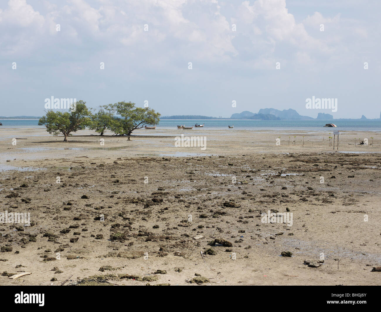 El reflujo en Rai Leh,Mar Andaman,Tailandia Foto de stock