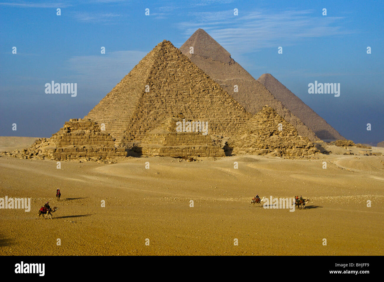 Las pirámides de Giza, en El Cairo, Egipto Foto de stock