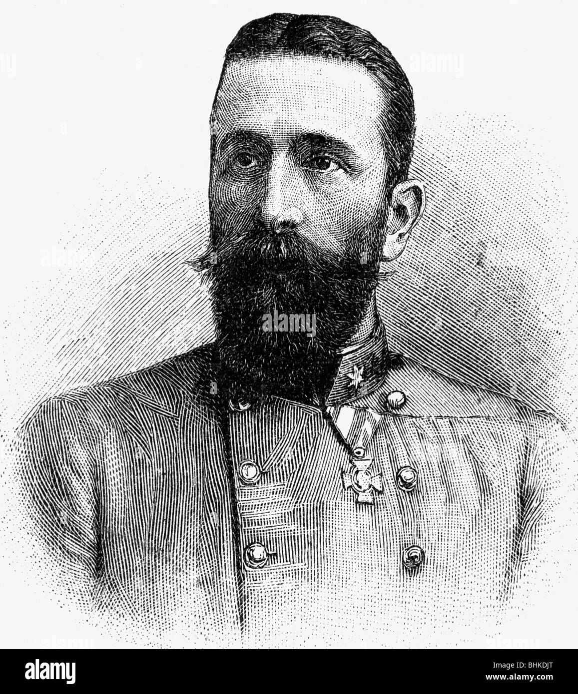Alexander I., 5.4.1857 - 17.11.1893, Príncipe de Bulgaria 29.4.1879 - 3.9.1886, retrato, grabado en madera, siglo XIX, Foto de stock