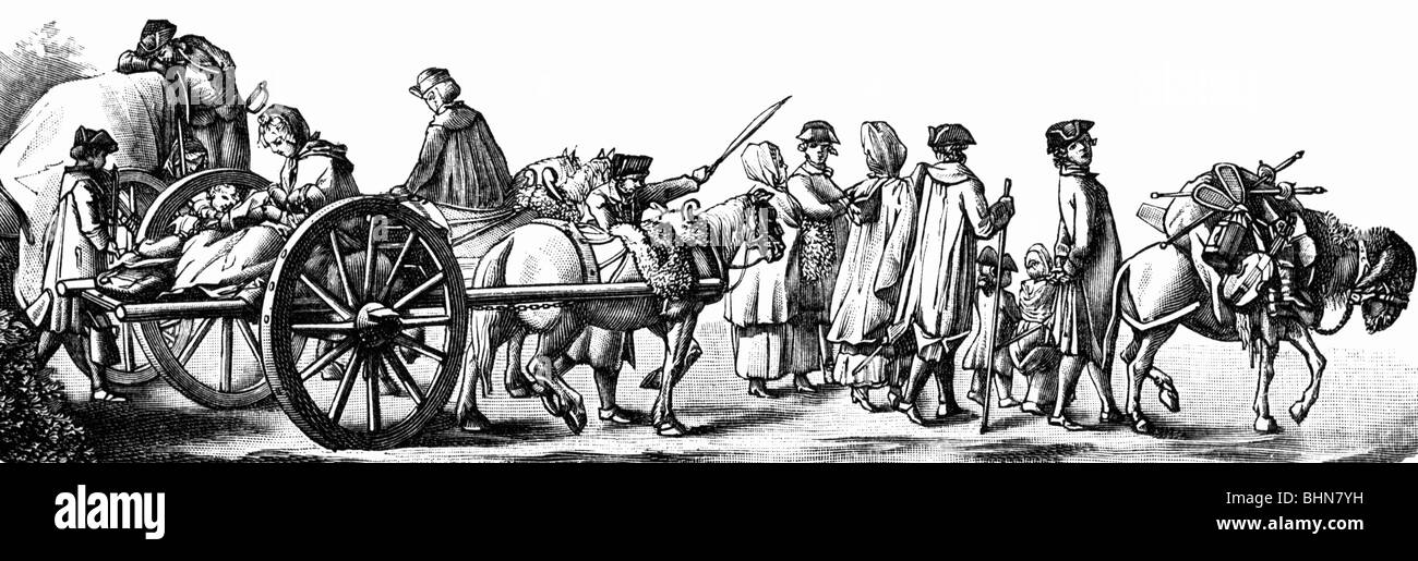 Geografía / viajes, Alemania, gente, huguenots, ir a Berlín para construir la Regie, grabado por Daniel Chodowiecki, 1771, Foto de stock