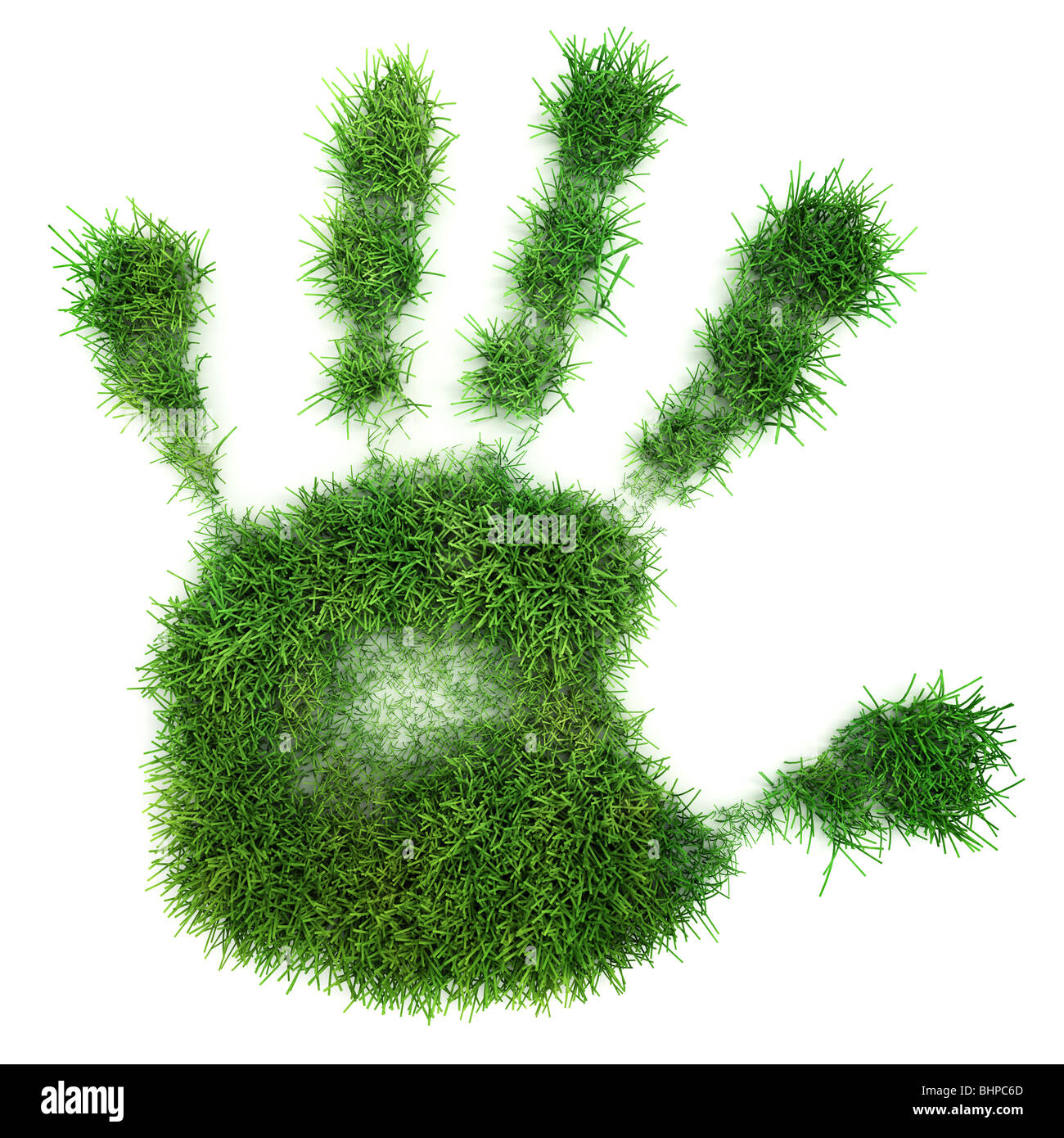 Impresión de mano de hierba Foto de stock