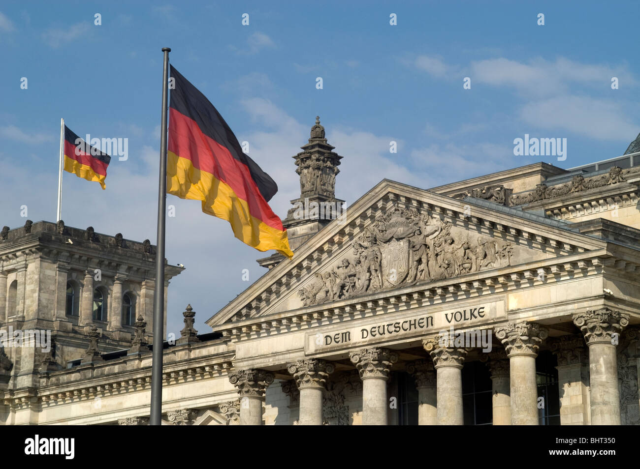 Reichstag, Reichstagsgebäude, Berlín, que alberga el Bundestag, la cámara baja del parlamento alemán, construido en 1894. Alemania Foto de stock
