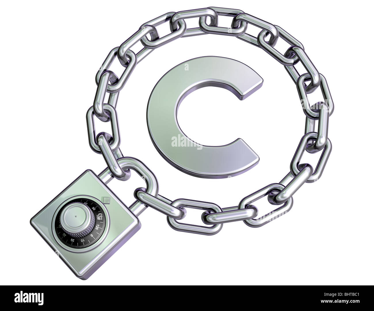 Ilustración aislada de un símbolo de copyright protegido Foto de stock
