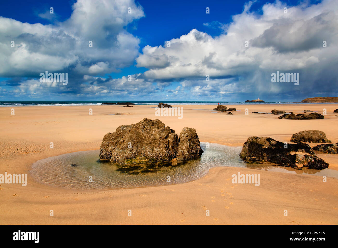 Playa de Gwithian; la marea baja; Cornwall Foto de stock