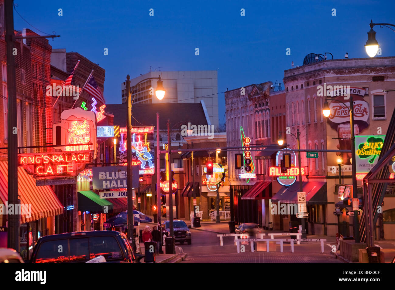 Beale Street, hogar de los blues, Memphis, Tennessee, Estados Unidos. Foto de stock