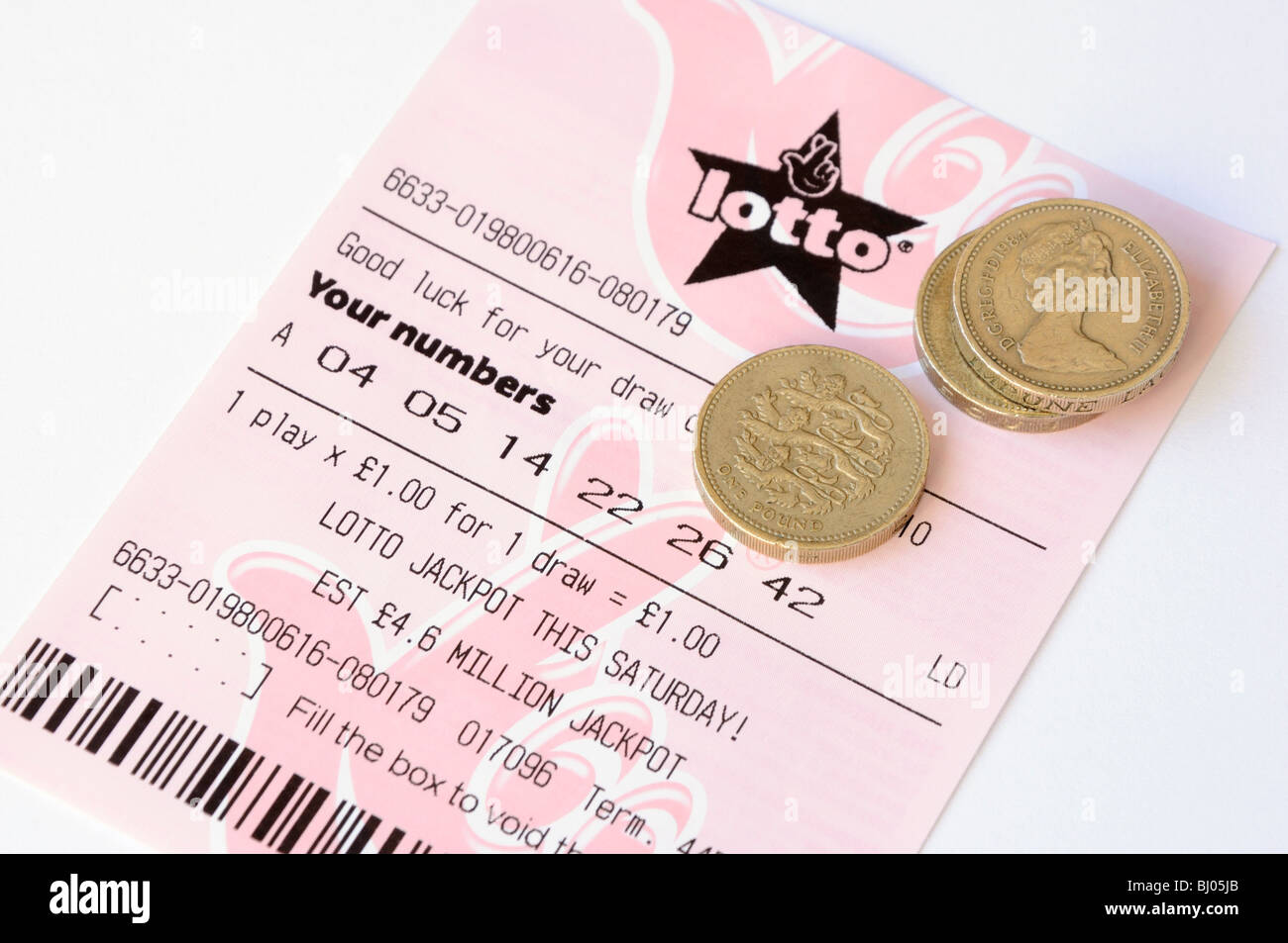 Billete de lotería del Reino Unido Foto de stock