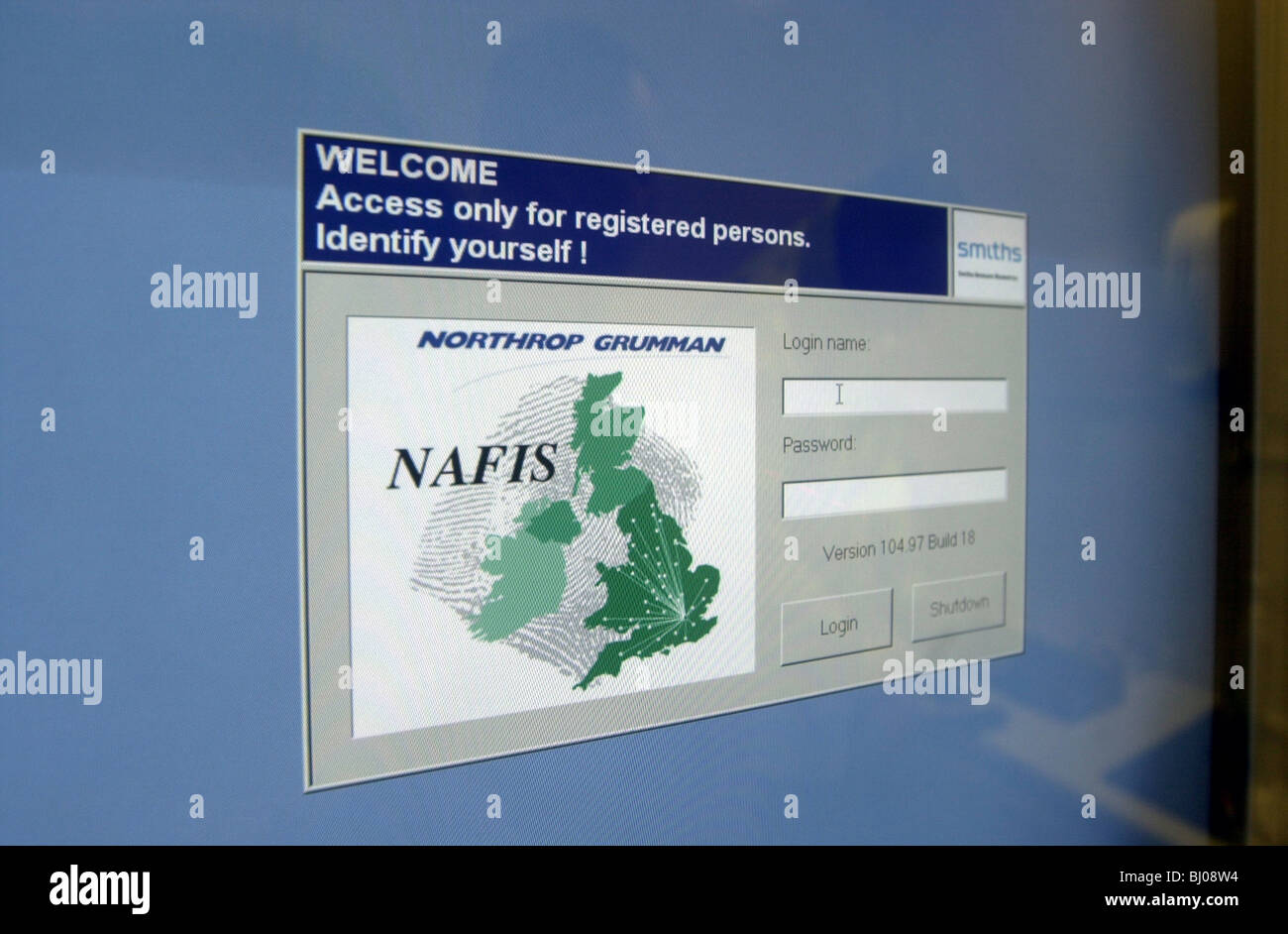 NAFIS fingerprint sistema informático UK Foto de stock
