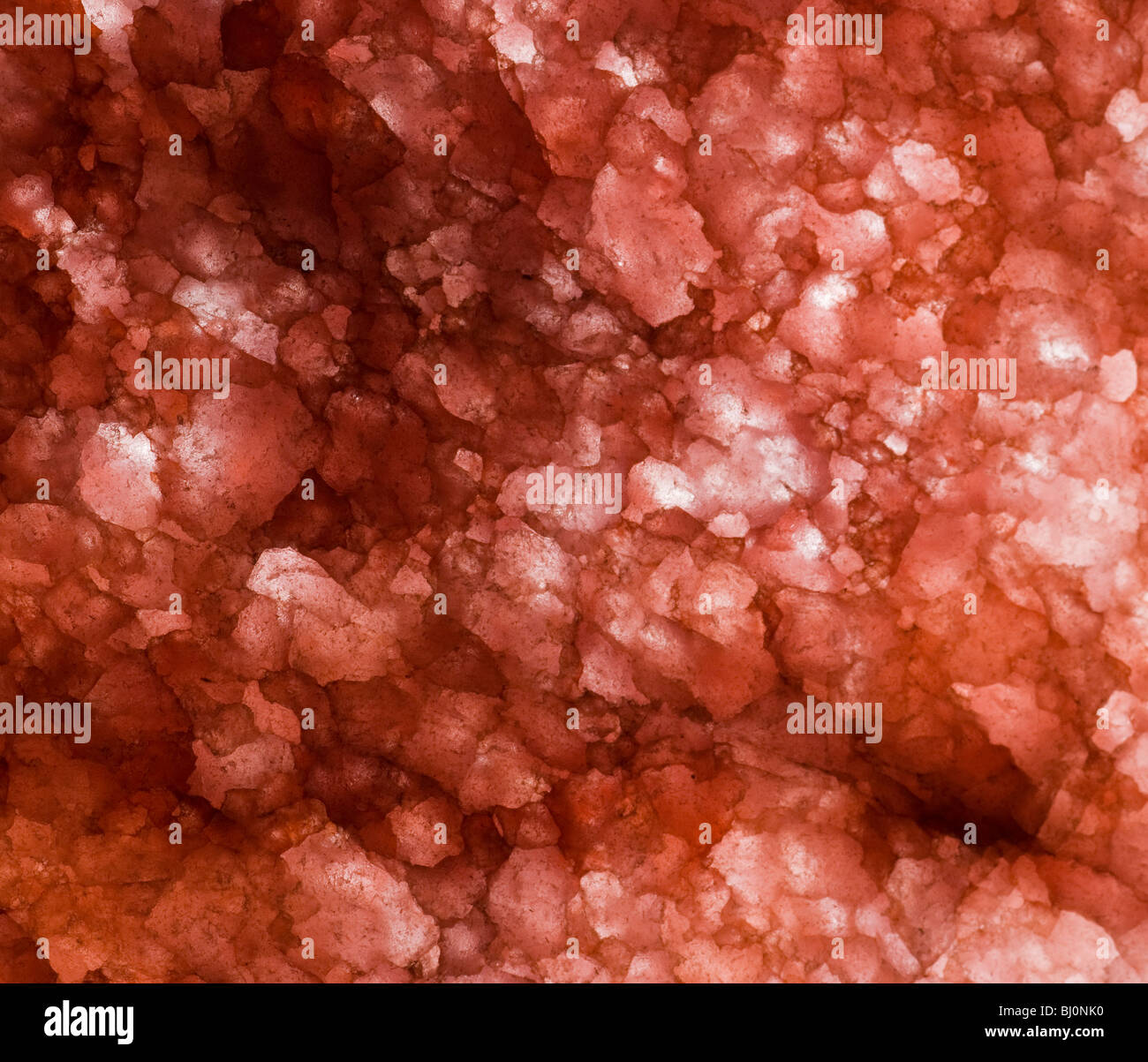 Sección de roca cristalina, cuarzo rosa, fotografiado con luz transmitida Foto de stock