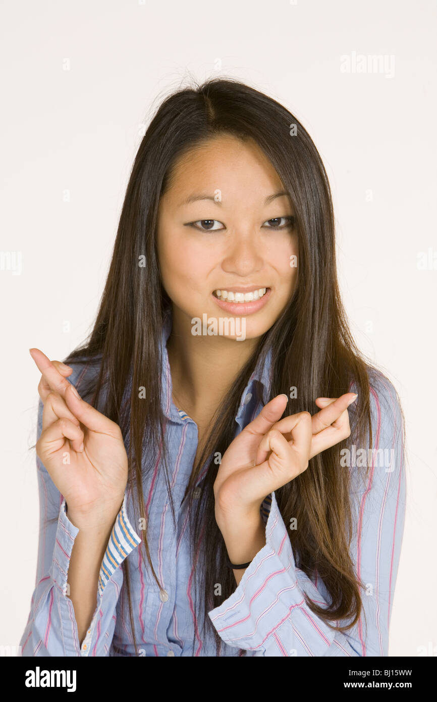 Mujer Asiática mostrando las expresiones faciales Foto de stock
