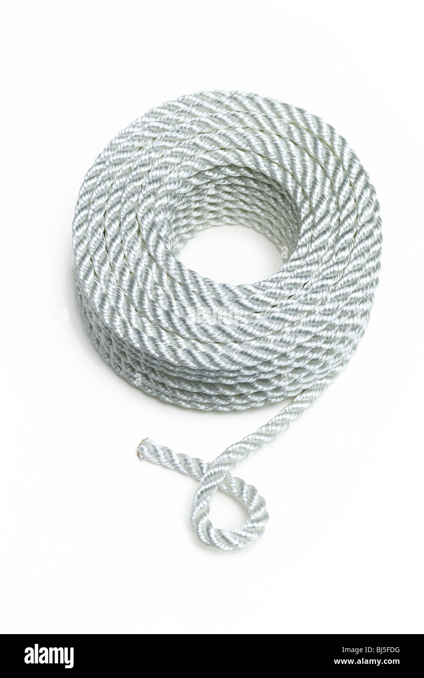 Cuerda de nylon blanco en espiral Foto de stock