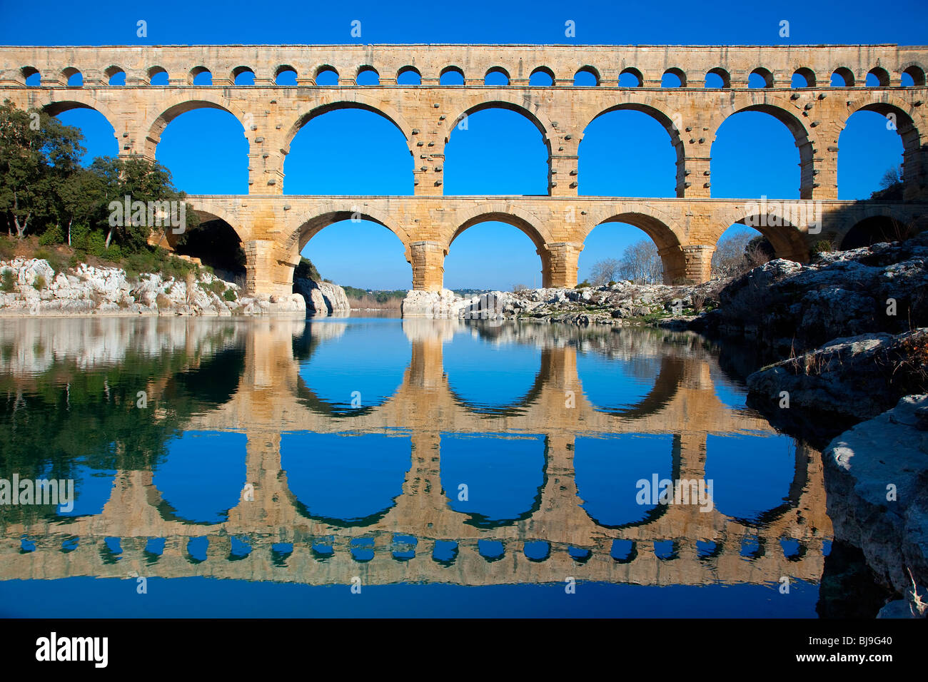 PONT du Gard, Patrimonio Mundial de la UNESCO, Francia Foto de stock