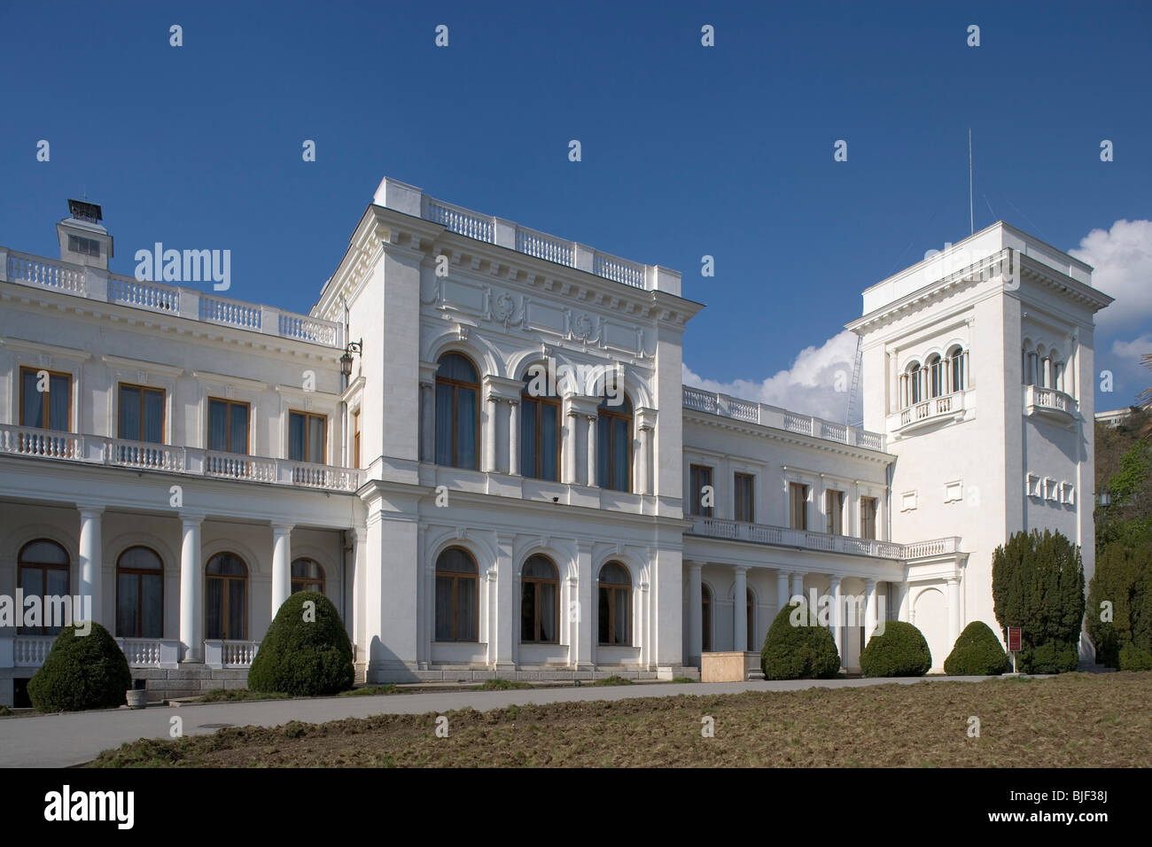 Ucrania, Crimea,Yalta-Livadia,Palacio de Livadia,Arquitecto N.Krasnov,1911,conferencia de Yalta de febrero de 1945 Foto de stock