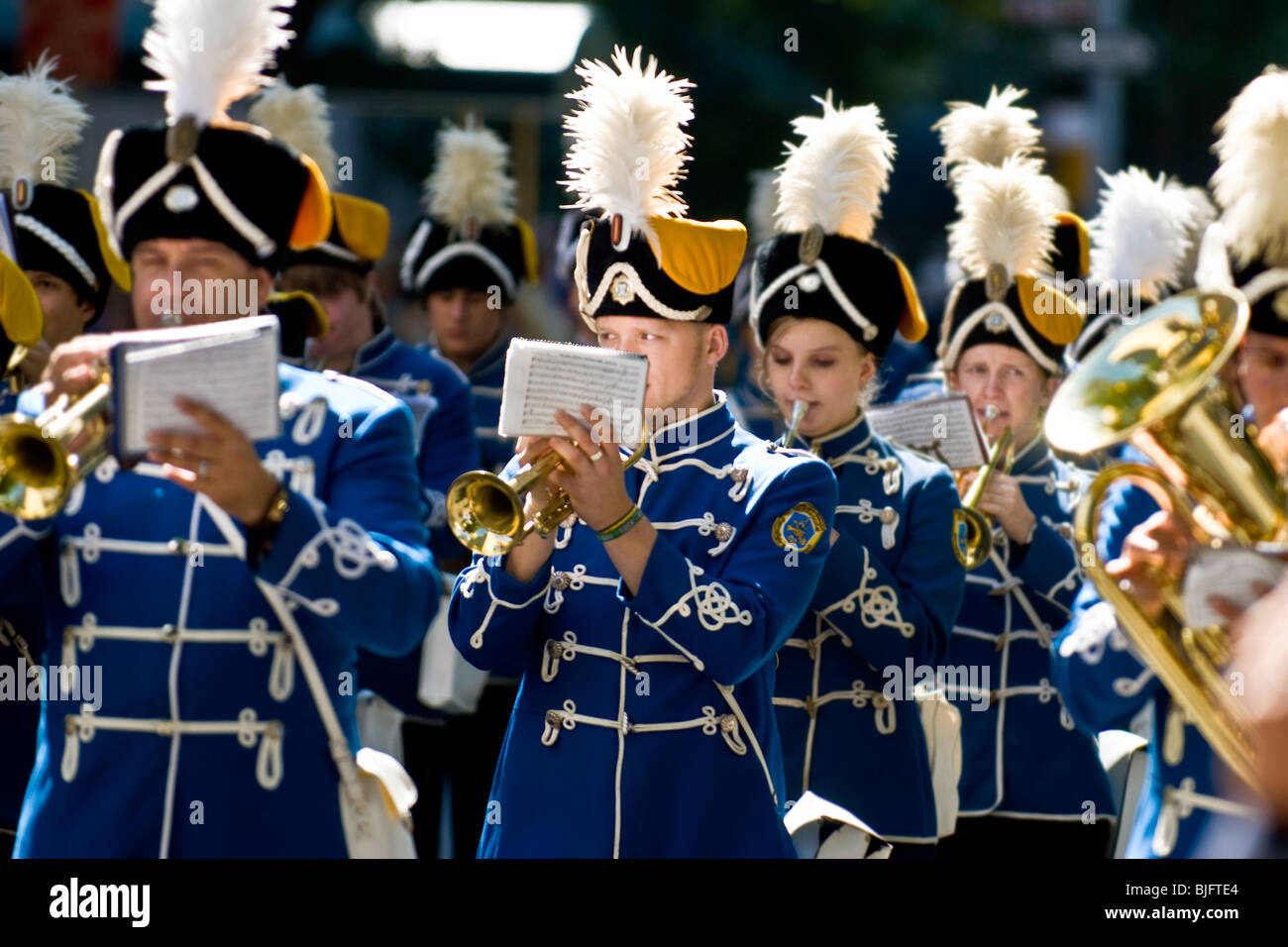 Brass Band tocando cerca de Central Park, Nueva York - Septiembre 2009 Foto de stock