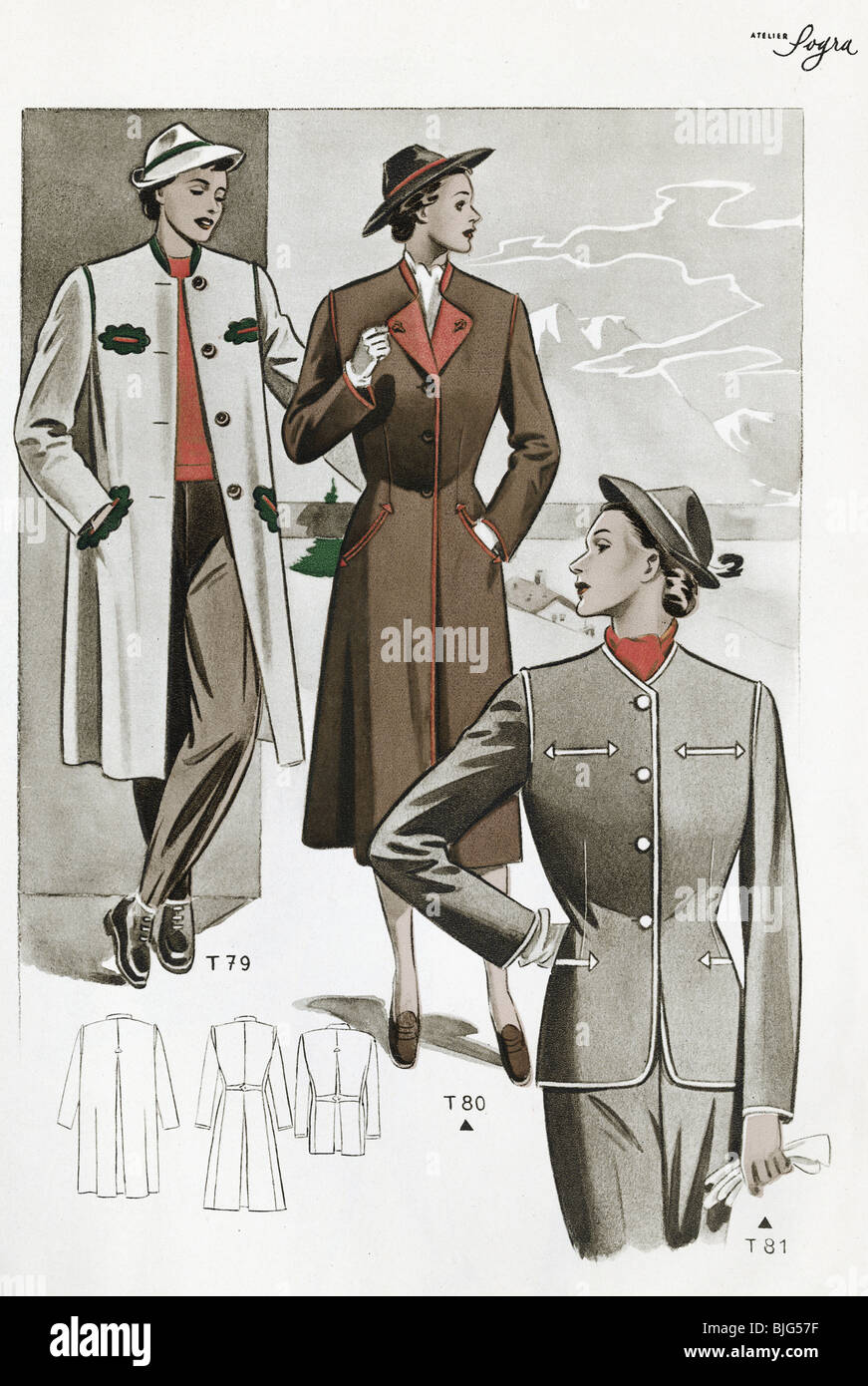 Arsenal antiguo formato Moda, años 50, ropa, ropa, moda para damas, abrigos tradicionales y faldas  de Austria para mujeres, ilustración de: 'Trachtenmodelle fuer Damen und  Herren', no. 2, Viena, Austria, circa 1950 Fotografía de stock - Alamy