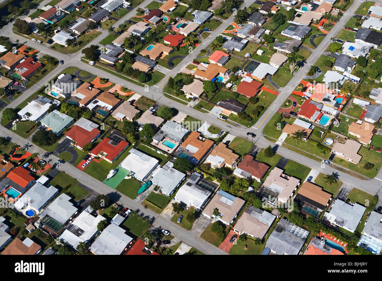 Vista aérea de casas Foto de stock