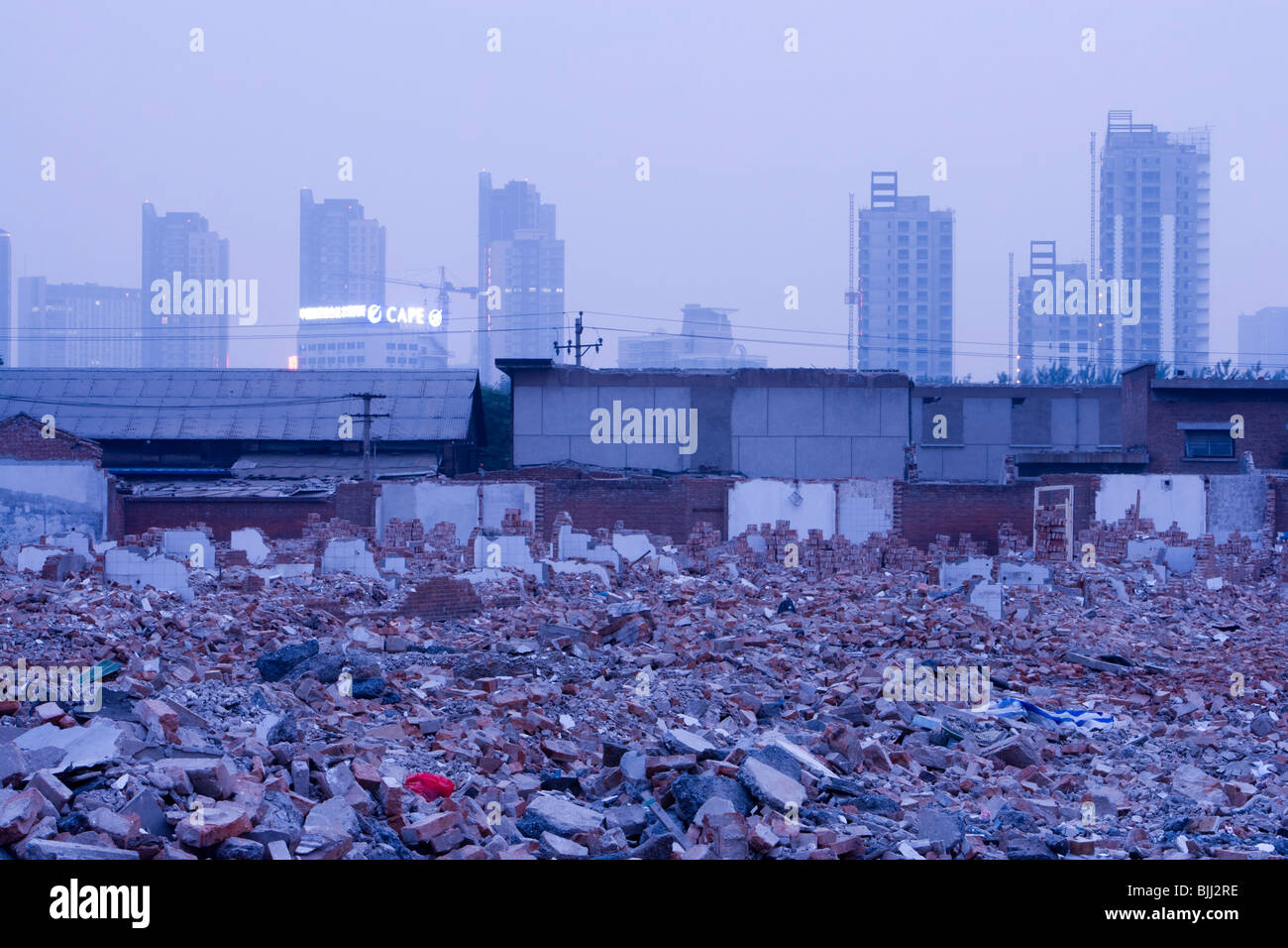 Detalle de las calles de la ciudad con la basura y plagas urbanas Foto de stock
