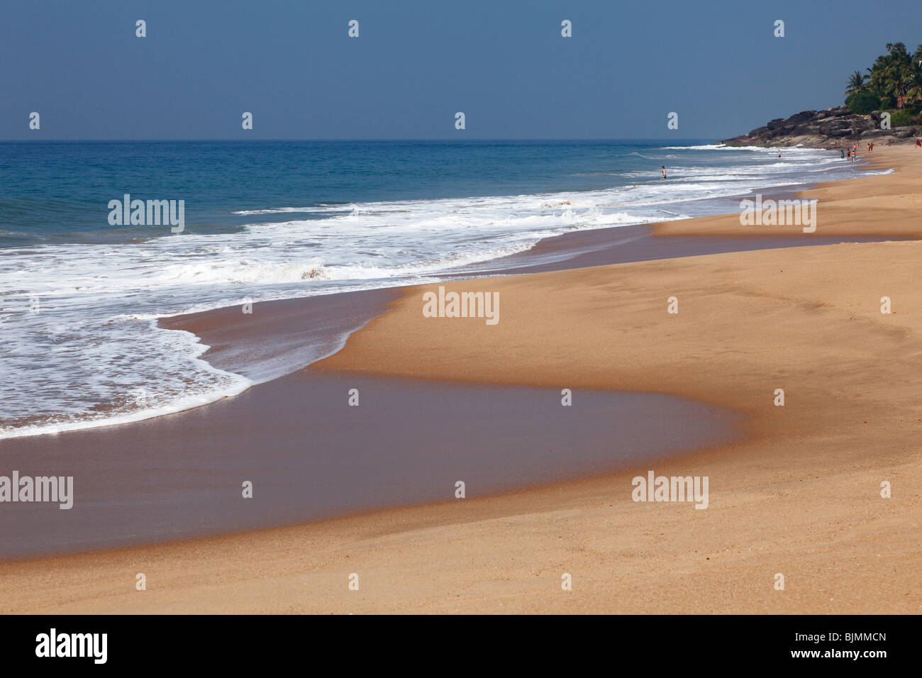 Playa de arena, playa, Costa Malabarian Somatheeram, Malabar, Kerala, India, Asia Foto de stock