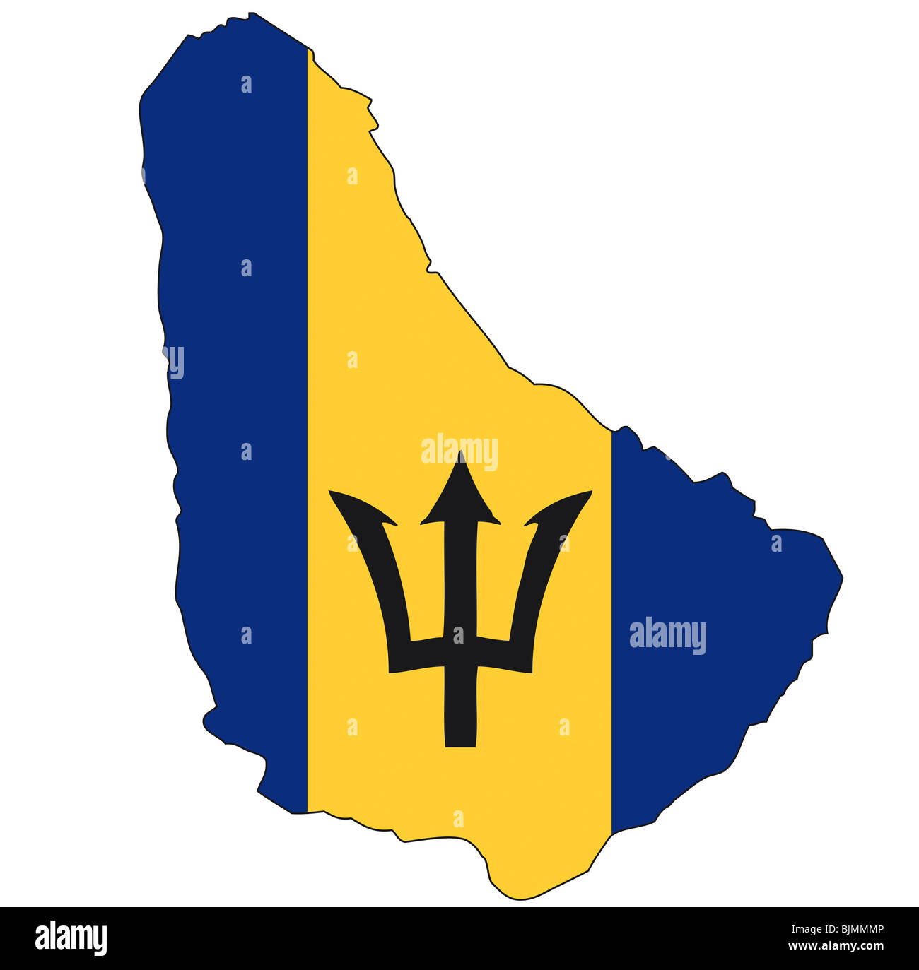 Barbados, bandera, contorno Foto de stock
