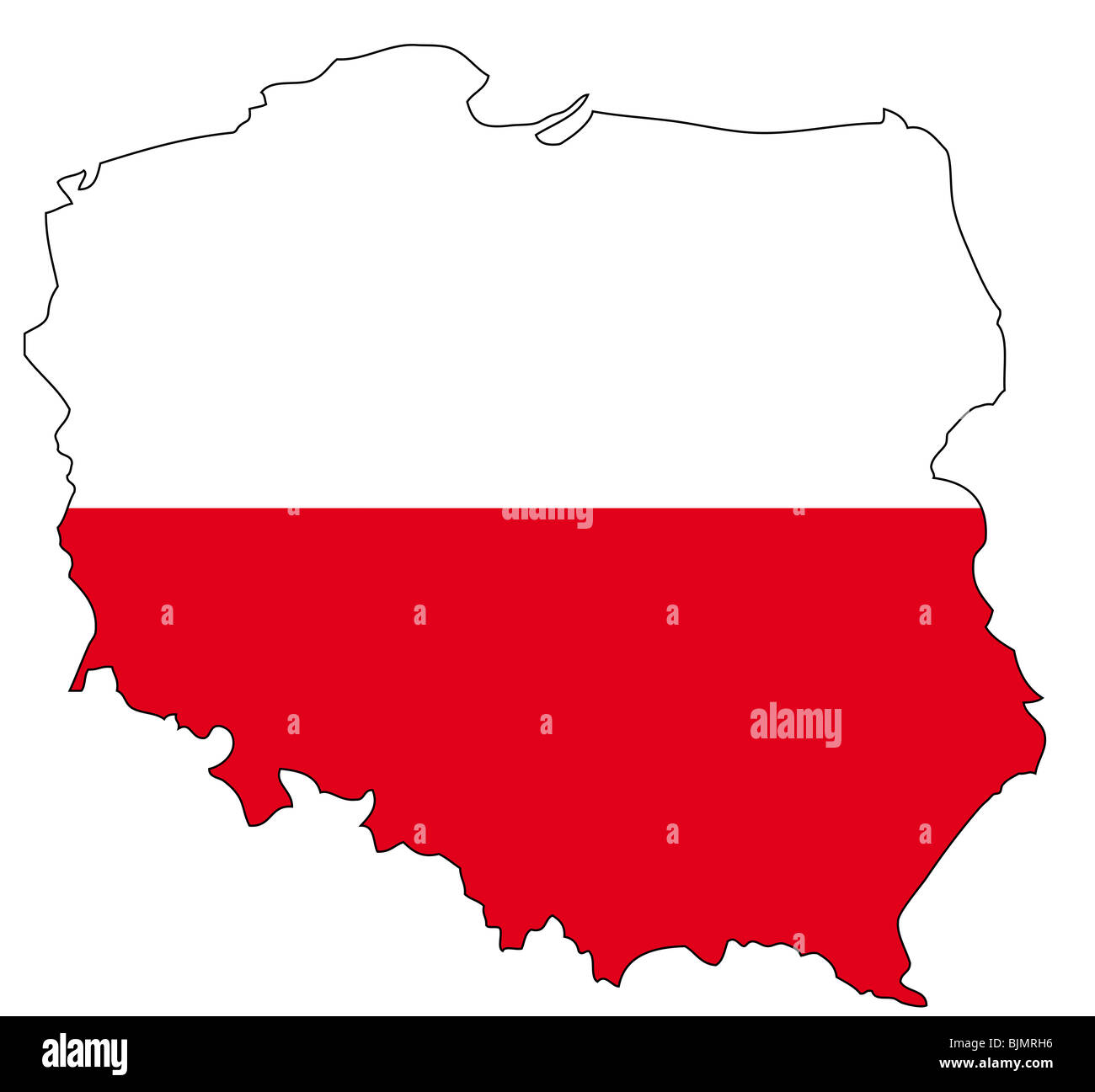Polonia, bandera, contorno Foto de stock