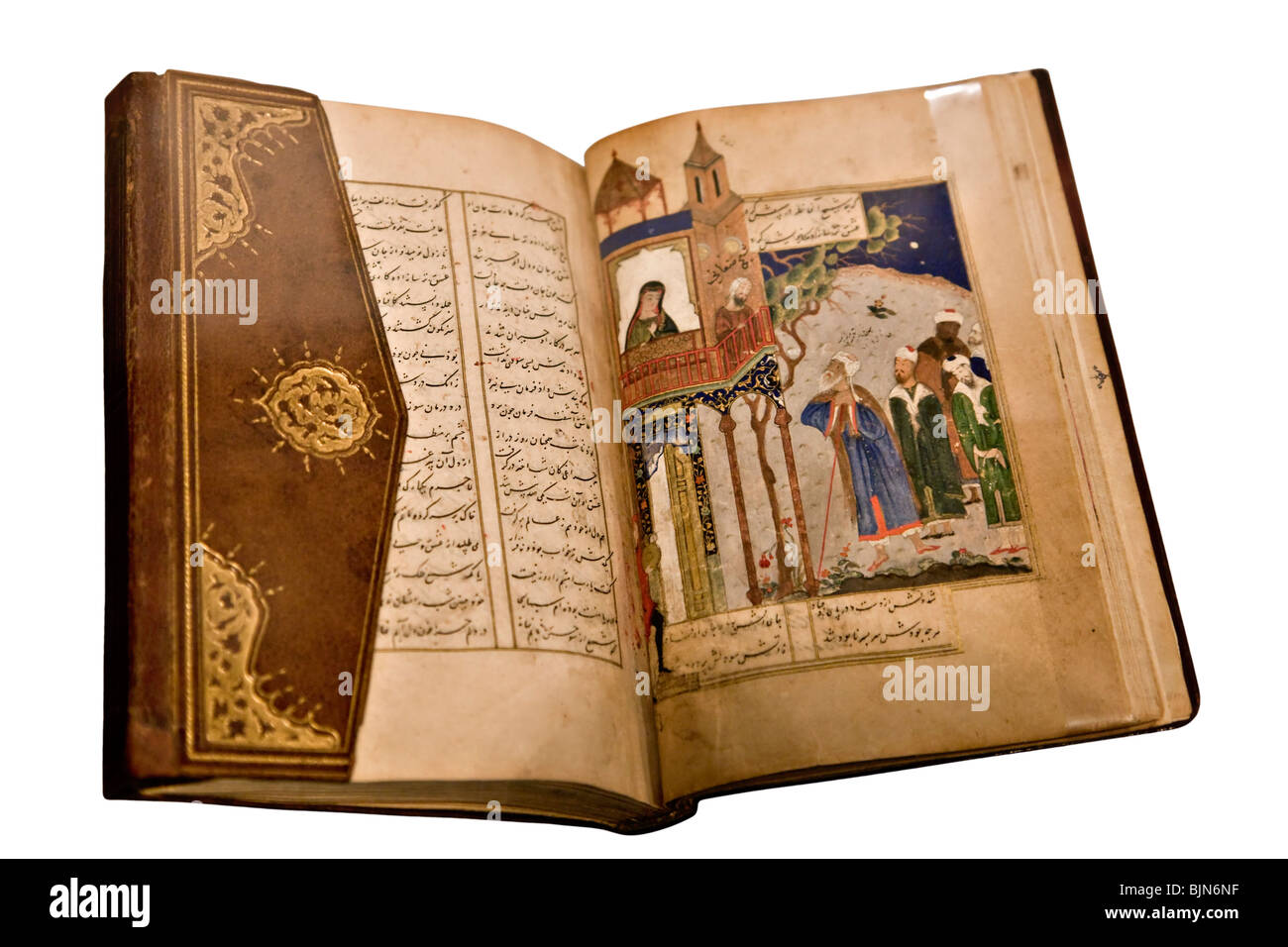 Antiguo libro sagrado islámico desde el año 1400 Foto de stock
