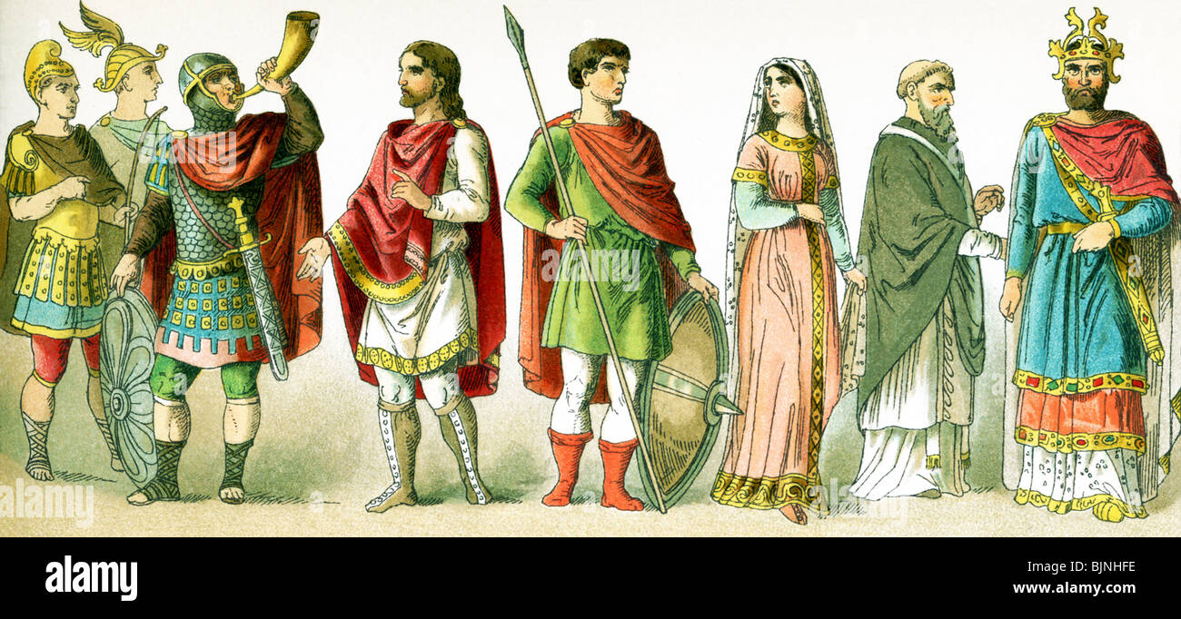 Las cifras son francos en A.D. 800. Franks eran miembros de la nación germánica que conquistó la Galia (actual Francia). Foto de stock