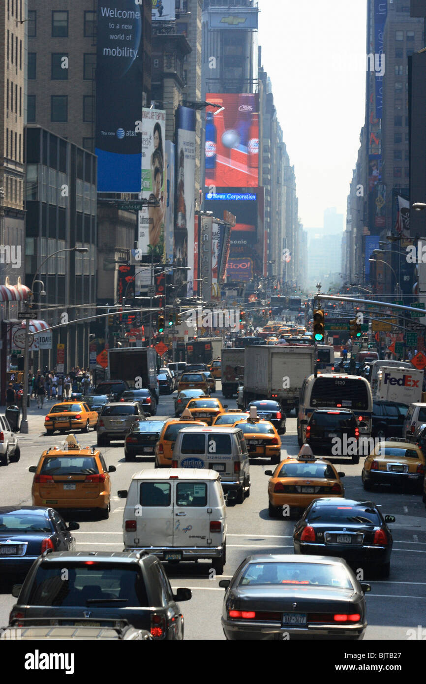 Rush Hour en Nueva York, el caos del tráfico, EE.UU. Foto de stock