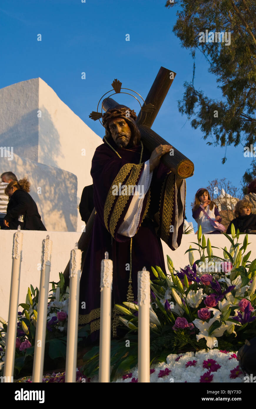 Las imágenes realizadas en el Viernes Santo procesión de Semana Santa, Ibiza, España Foto de stock