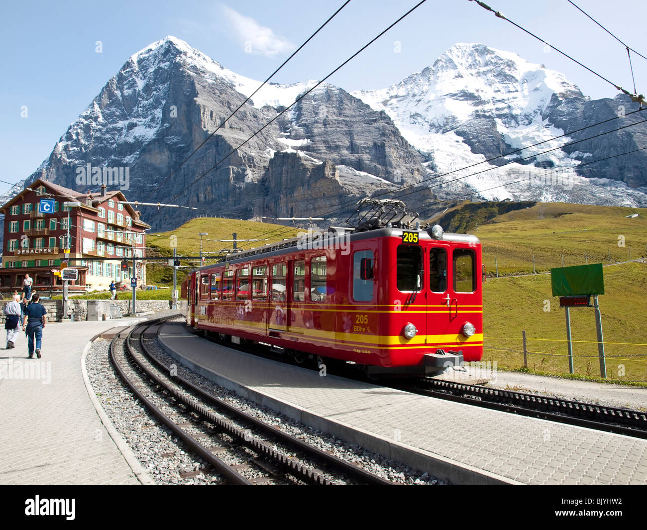 Ferrocarriles Jungfrau en Suiza Foto de stock