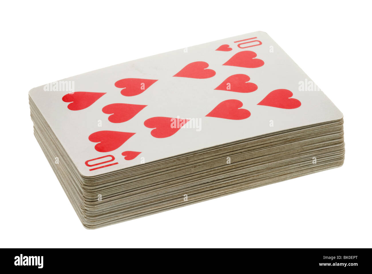 Baraja de cartas mostrando el diez de corazones Foto de stock