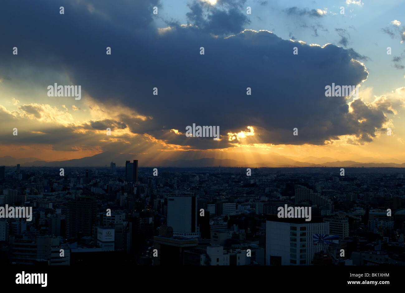 Atardecer en Tokio Foto de stock