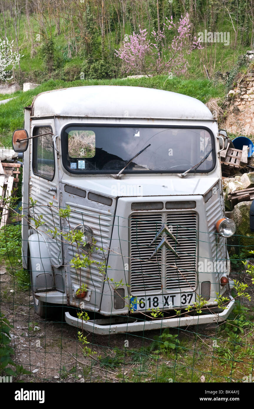 Metal corrugado francés Citroën H Van - sud-Touraine, Francia. Foto de stock