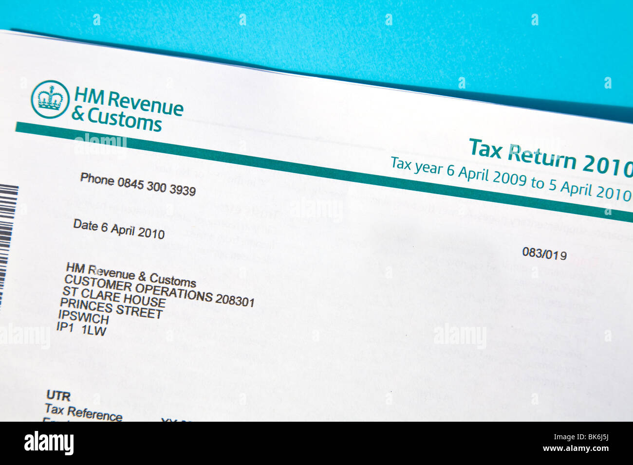 HM Revenue & Customs formulario de devolución de impuestos Fotografía de  stock - Alamy