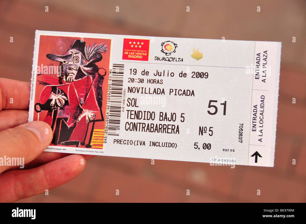Ticket de ingreso a la Plaza de Toros de Las Ventas, Madrid, España,  Península Ibérica, Europa Fotografía de stock - Alamy