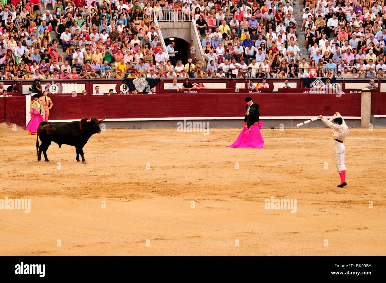 Corrida de toros en la Plaza de Toros de Las Ventas, Madrid, España, Península Ibérica, Europa Foto de stock