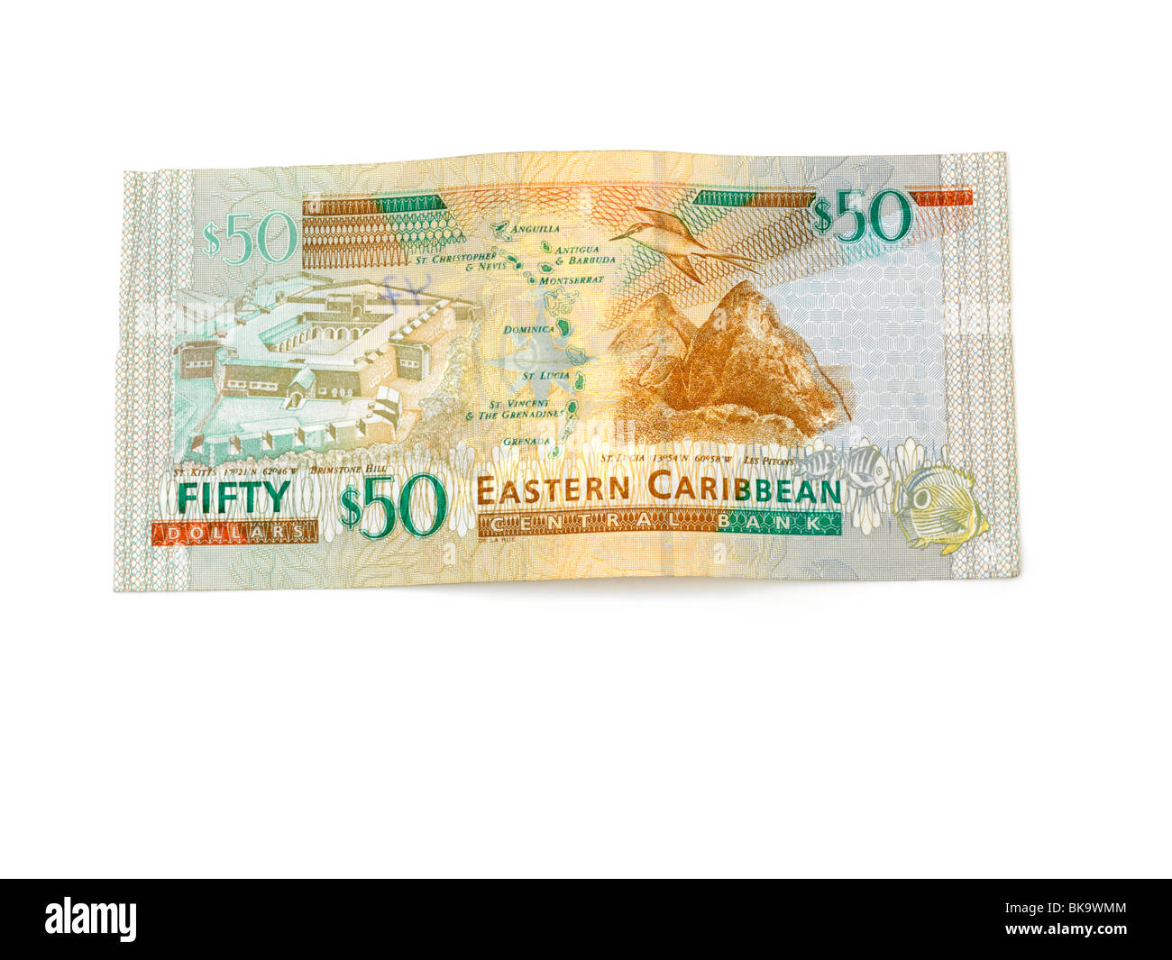 Billete de 50 dólares del Caribe Oriental Foto de stock