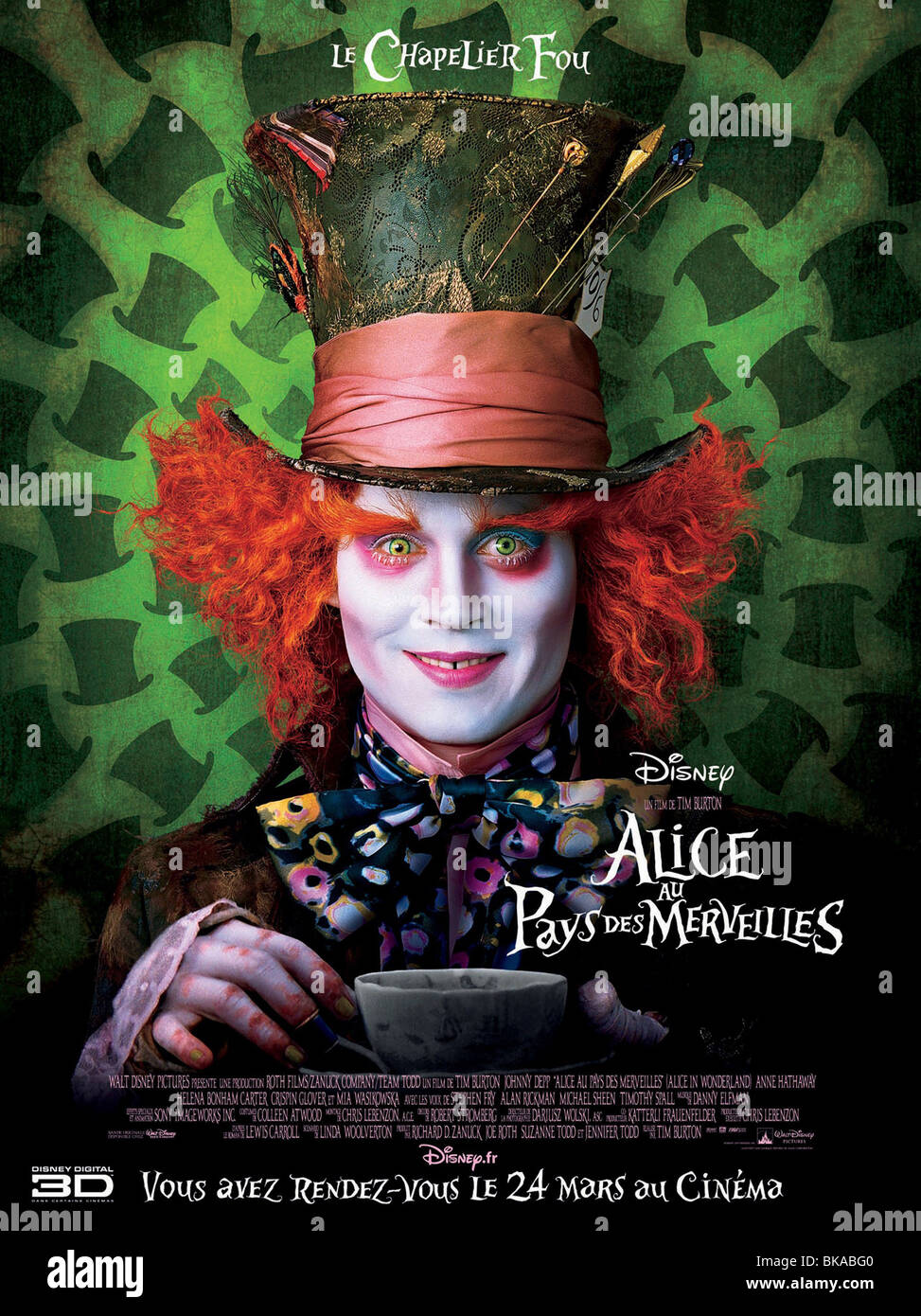 Alice in Wonderland - EE.UU. Año: 2010 Director: Tim Burton Johnny Depp  póster de película (Fr Fotografía de stock - Alamy
