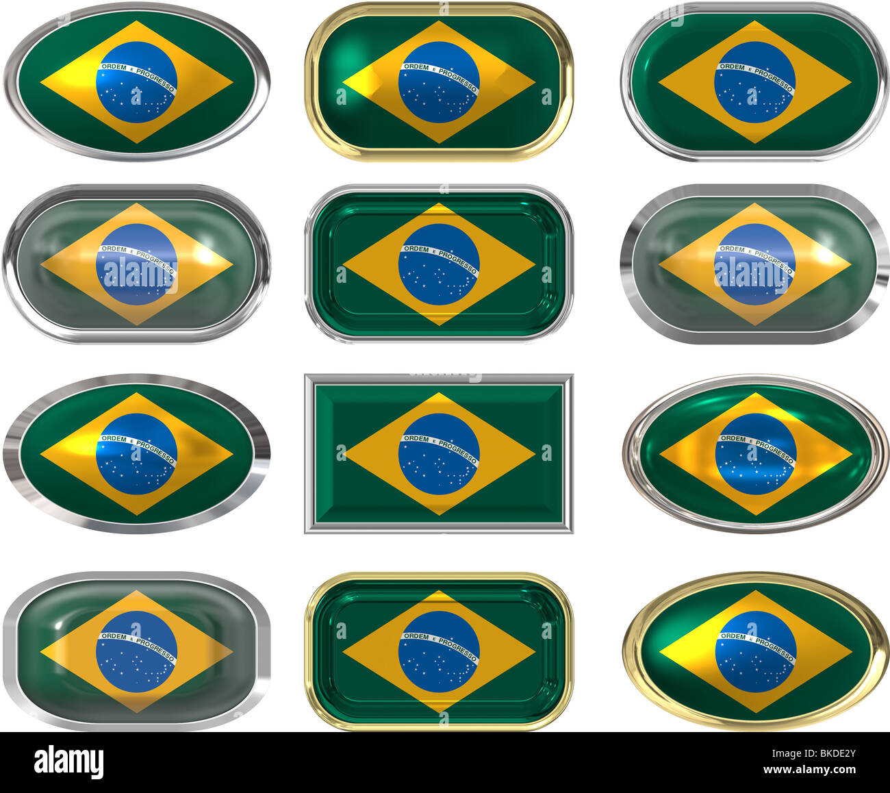 Brasil - Botón Brillante Con La Bandera Fotos, retratos, imágenes