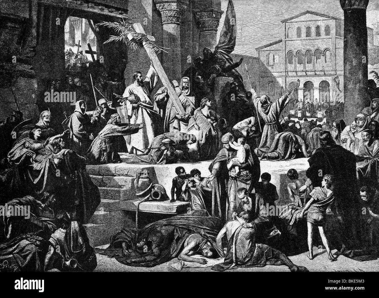 Edad Media, cruzadas, 1ª cruzada 1095 - 1099, entrada de Gottfried von  Boullion en Jerusalén, 15.7.1099, grabado de madera después de la pintura  por Carl von Piloty, 1862, 1860s, siglo 19, histórico,