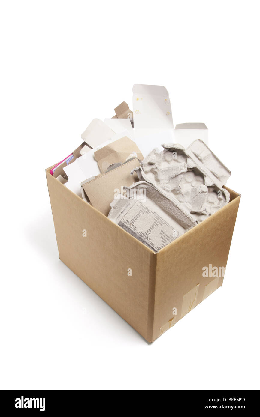 Los productos de papel de desecho en Caja de cartón Foto de stock
