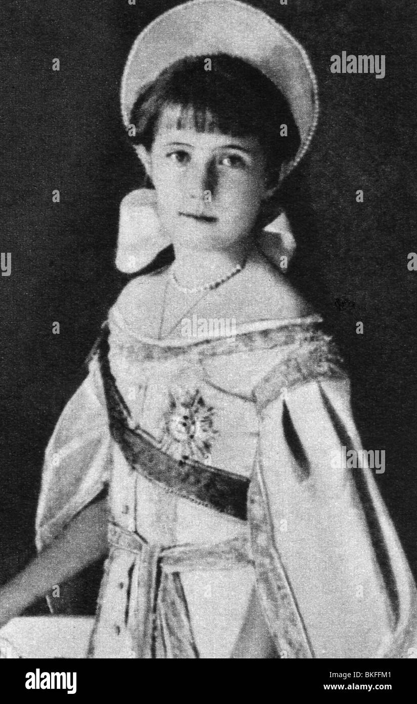 Anastasia Nikolaevna, 18.6.1901 - 16.7.1918, Gran Duquesa de Rusia, longitud media, alrededor de 1910, , Foto de stock