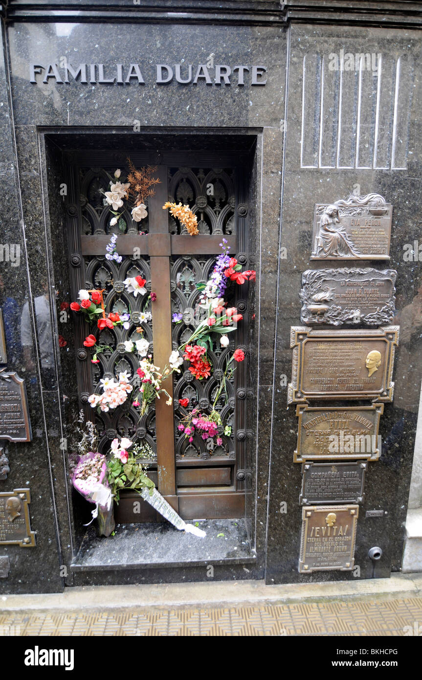 La tumba de Evita Perón en el cementerio de la Recoleta en Buenos Aires