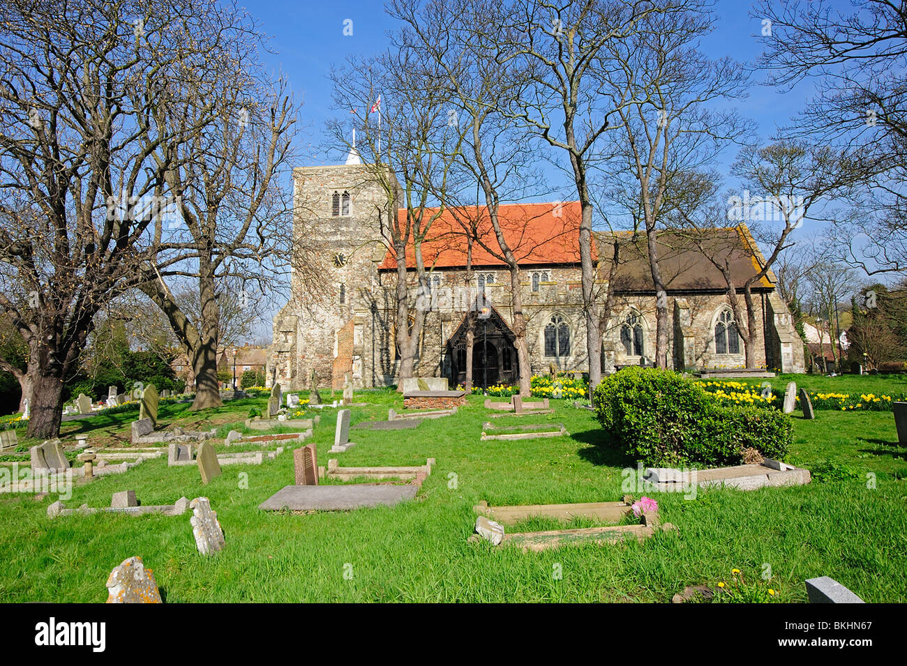 La iglesia de Santa María Virgen, Benfleet, Essex, Reino Unido Foto de stock