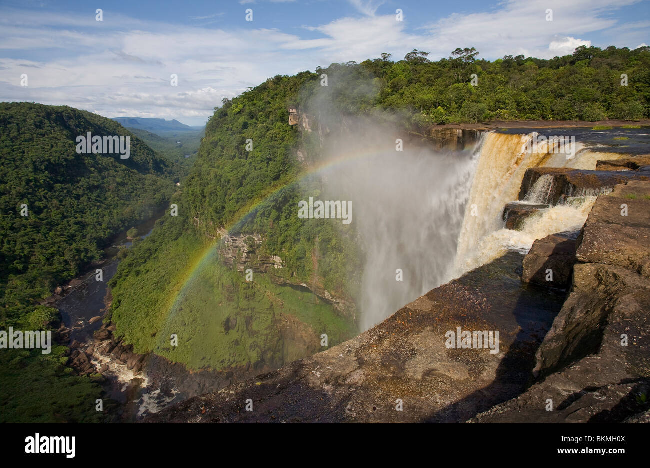 Las cataratas de Kaieteur y gorge paisaje, río Potaro, Guyana, en América del Sur. Foto de stock