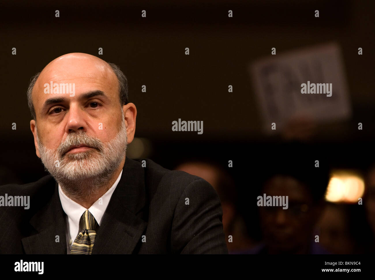 El Presidente de la Reserva Federal, Ben Bernanke testifica en Capitol Hill. Foto de stock