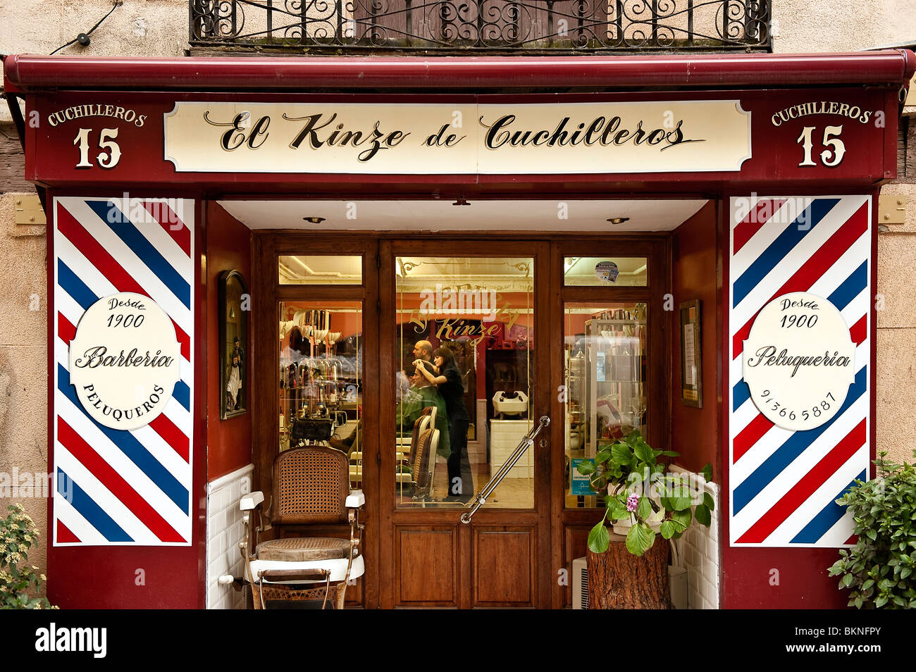 Barber shop, Madrid, España Foto de stock