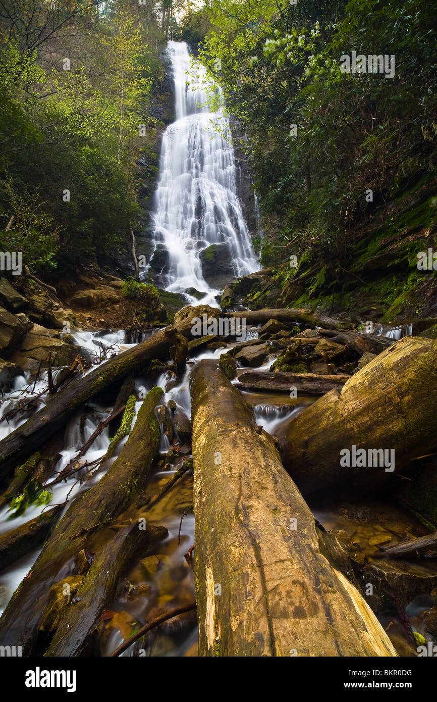 Mingo cataratas se encuentran justo fuera de Cherokee, Carolina del norte de gran Cove Road en el Great Smoky Mountain National Park. es muy fácil llegar, y uno de los más impresionantes cascadas en la zona. Foto de stock