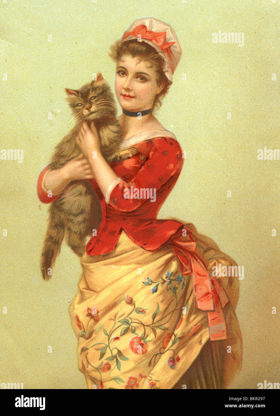 Señora con su gato Fotografía de stock - Alamy