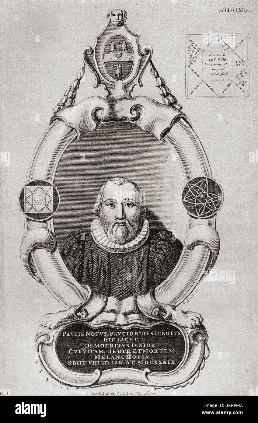 Robert Burton, de 1577 a 1640. Vicario y erudito inglés en la Universidad  de Oxford, mejor conocido por escribir la anatomía de la Melancolía  Fotografía de stock - Alamy